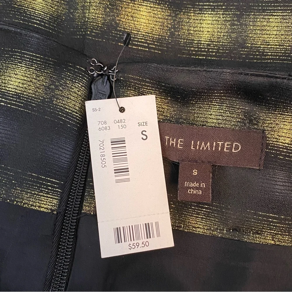 The Limited Yellow Metallic Plaid Skirt